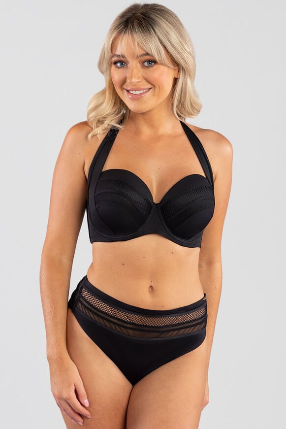 Boux Avenue Morella Mesh Trim Balconette Bikini Top - Black