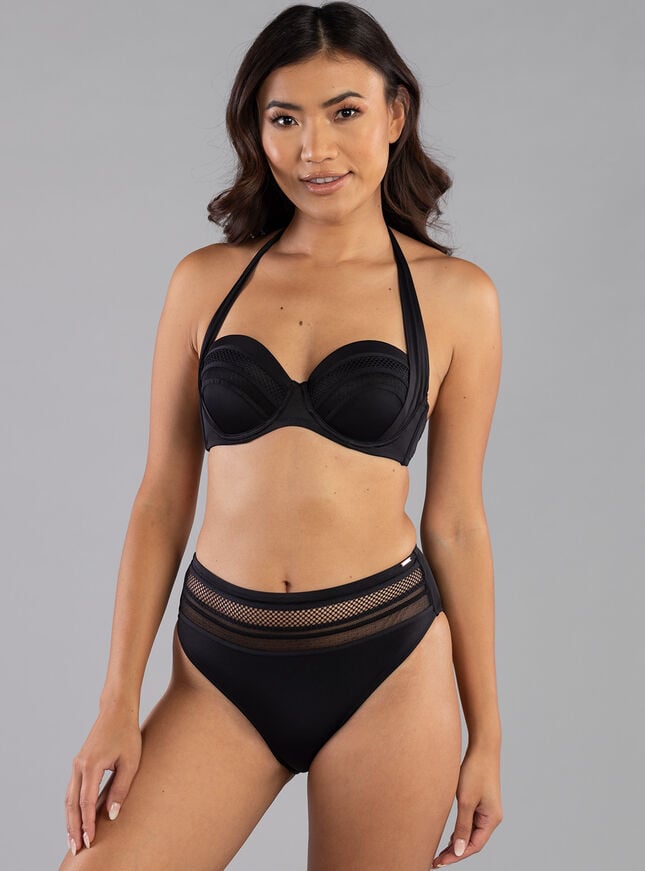 Boux Avenue Morella Mesh Trim High Waist Bikini Briefs - Black