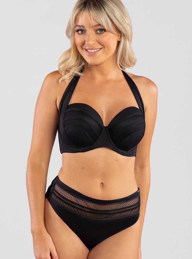 boux avenue Morella mesh trim high waist bikini briefs - Black