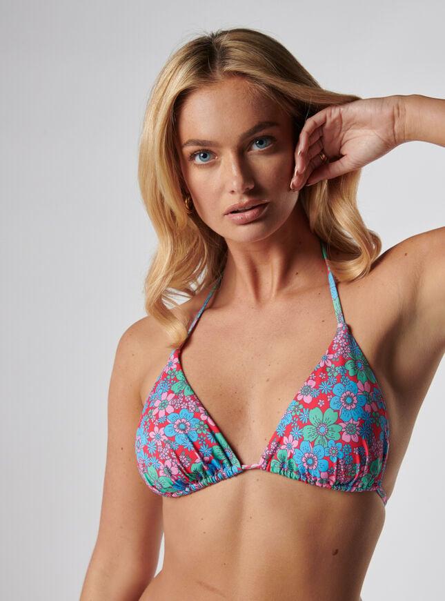 Boux Avenue Morocco Floral Triangle Bikini Top - Red Mix
