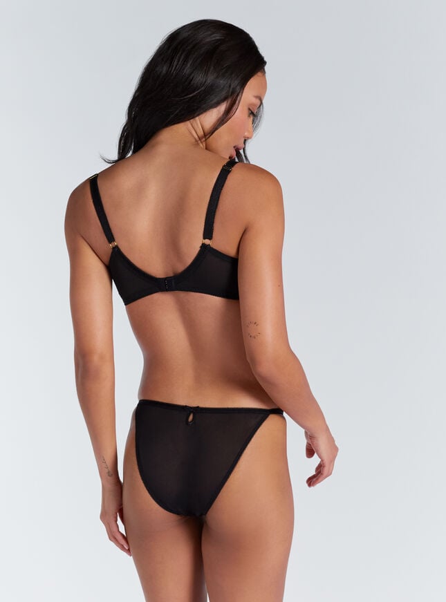 Boux Avenue Nola Sheer Embroidered Balconette Bra - Black & White