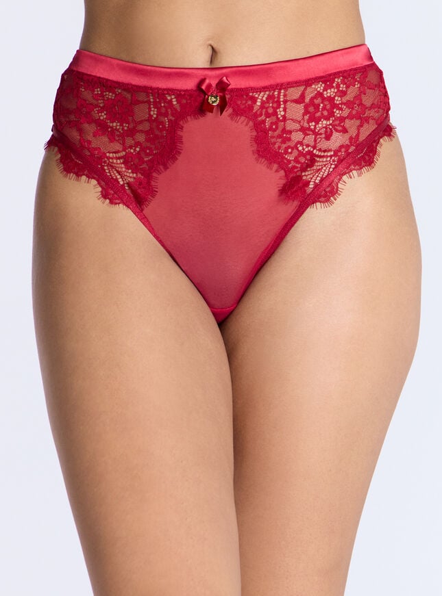 boux avenue Passion lace high waisted thong - Dark Red