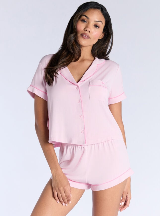 boux avenue Piping modal short pyjama set - Dusky Pink