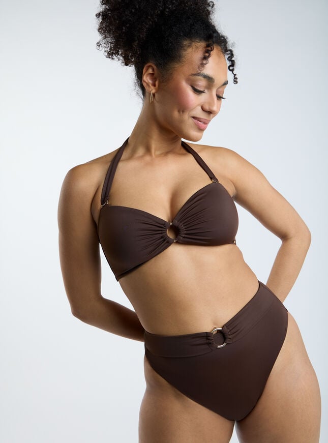 Boux Avenue Rhodes High Waist Bikini Briefs - Chocolate