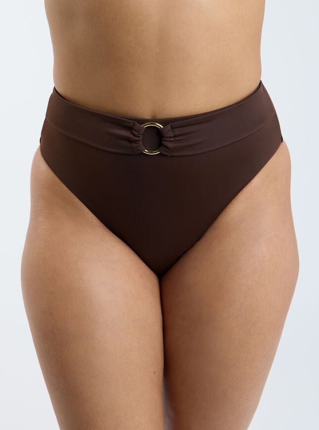 boux avenue Rhodes high waist bikini briefs - Chocolate