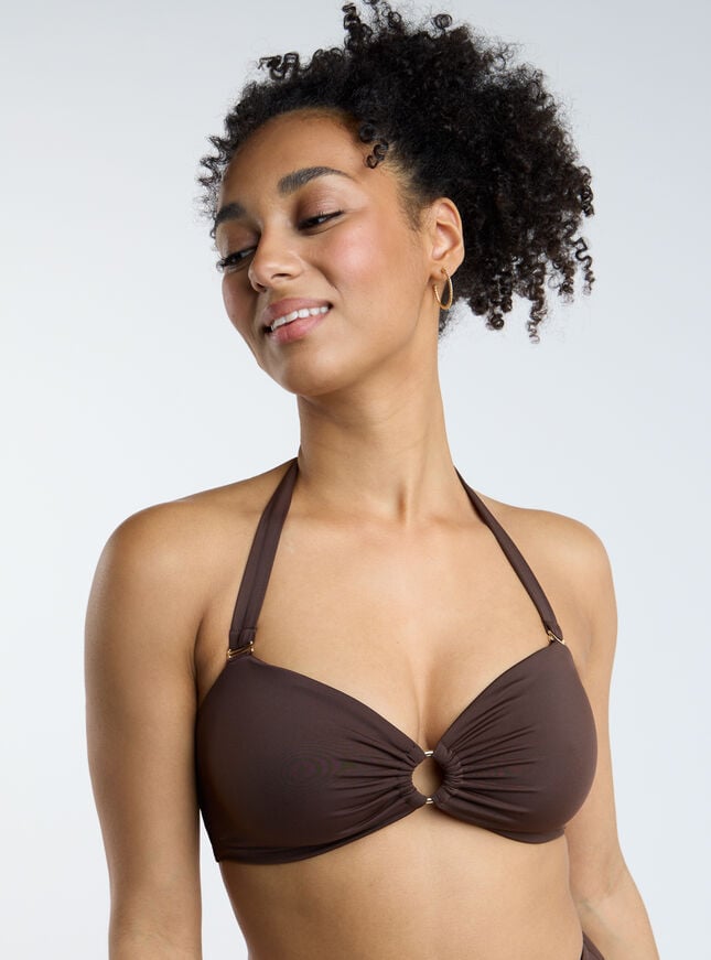boux avenue Rhodes stitch bandeau bikini top - Chocolate