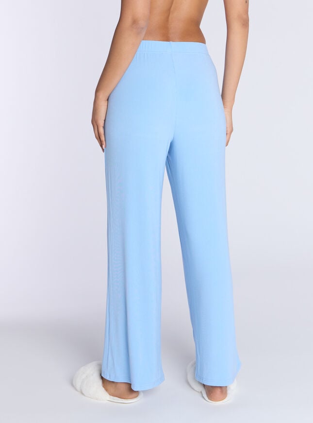 Boux Avenue Ribbed Modal Wide Leg Pyjama Trousers - Blue