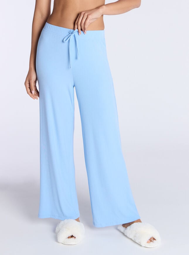 boux avenue Ribbed modal wide leg pyjama trousers - Blue