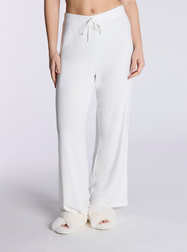 Boux Avenue Ribbed Modal Wide Leg Pyjama Trousers - Cream