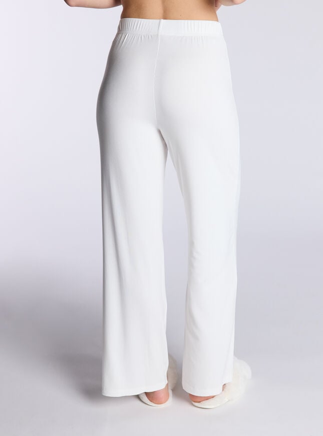 Boux Avenue Ribbed Modal Wide Leg Pyjama Trousers - Cream