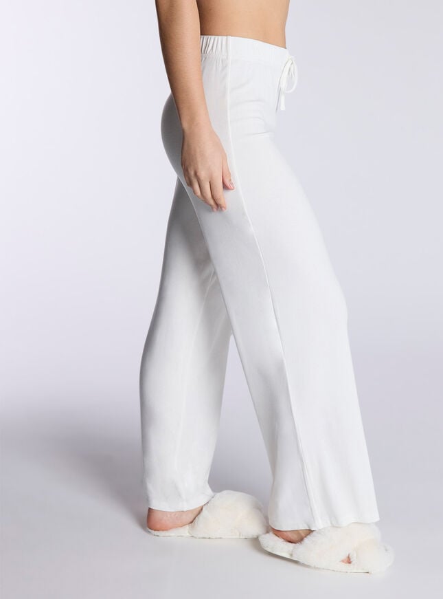 Boux Avenue Ribbed Modal Wide Leg Pyjama Trousers - Cream