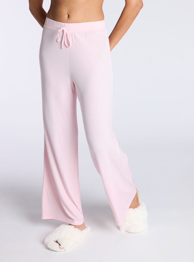 boux avenue Ribbed modal wide leg pyjama trousers - Pink