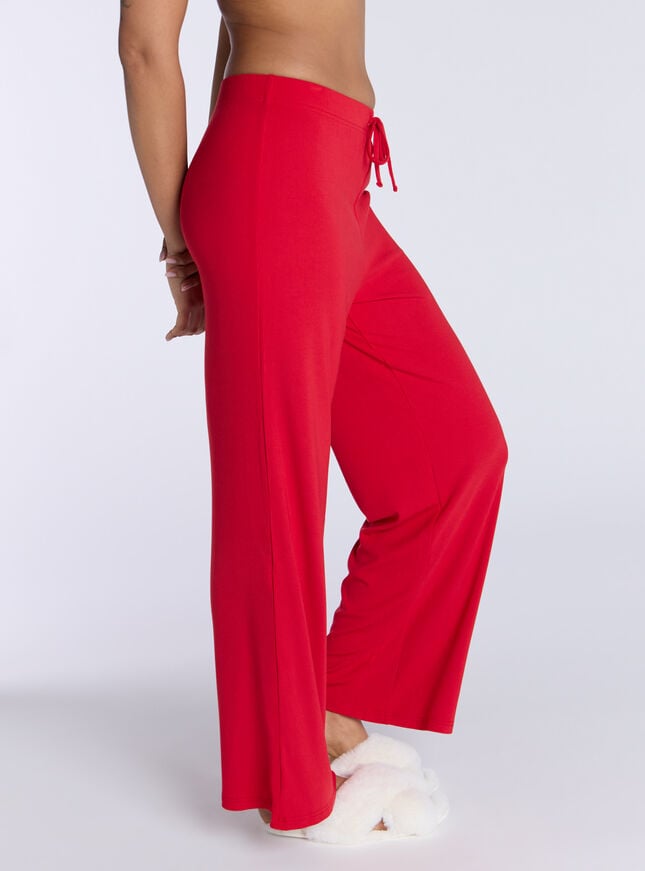Boux Avenue Ribbed Modal Wide Leg Pyjama Trousers - Red