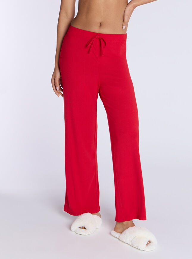 boux avenue Ribbed modal wide leg pyjama trousers - Red