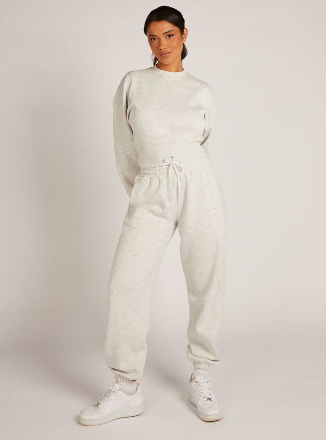 Boux Avenue Ribbed Panel Sweat Jumper - Grey Marl Mix