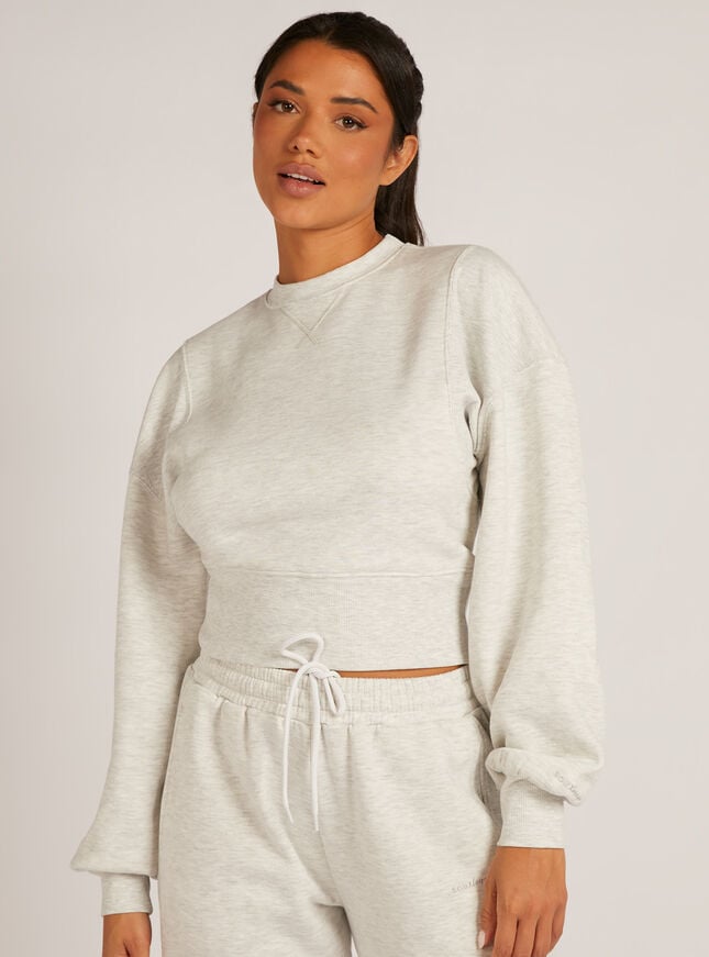boux avenue Ribbed panel sweat jumper - Grey Marl Mix