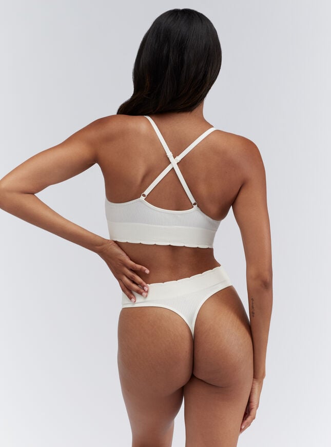 Boux Avenue Ribbed Seamless Cherry Embroidered Bralette - Ivory Mix