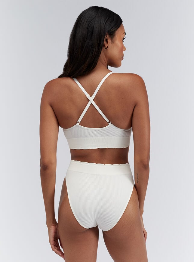 Boux Avenue Ribbed Seamless Cherry Embroidered Briefs - Ivory Mix