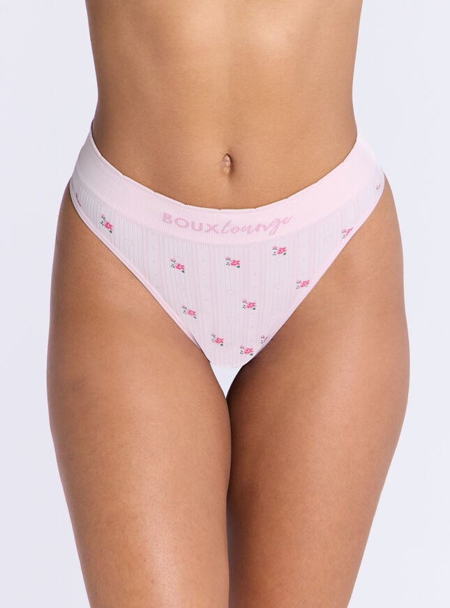 boux avenue Ribbed seamless ditsy floral thong - Pink Mix