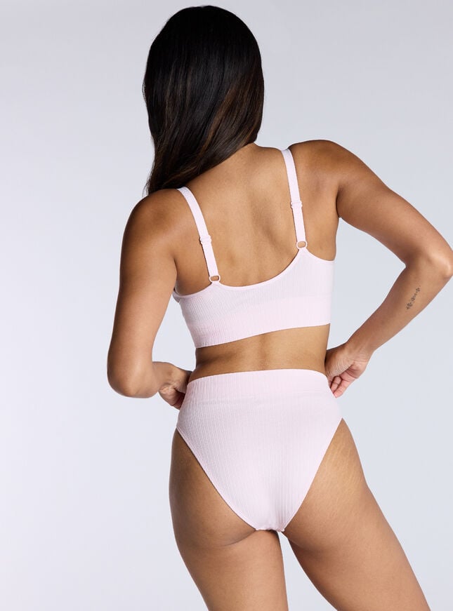 Boux Avenue Ribbed Seamless Floral Embroidered Briefs - Pink Mix