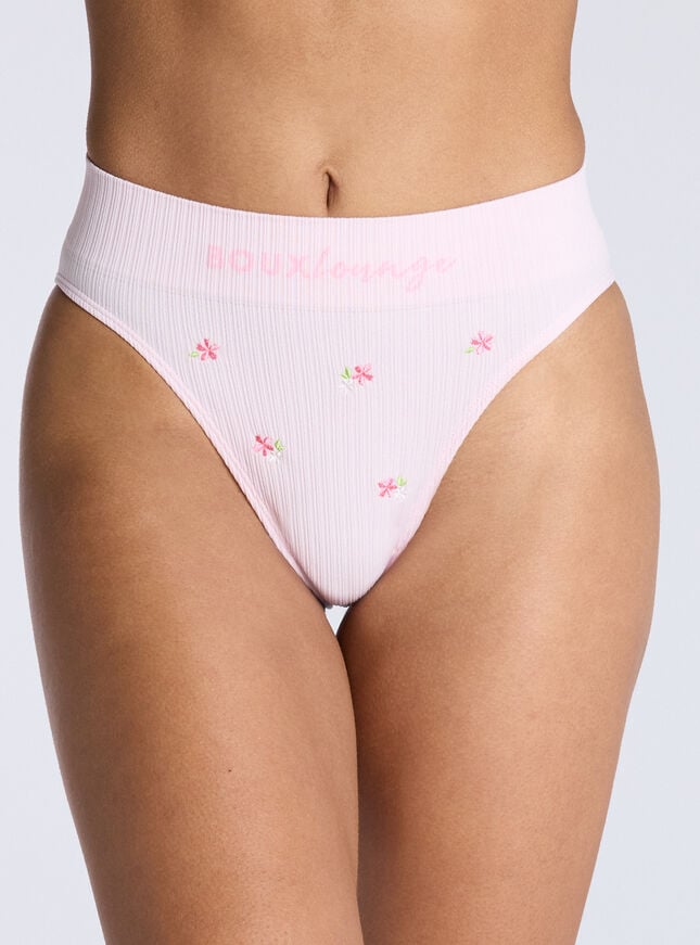 boux avenue Ribbed seamless floral embroidered briefs - Pink Mix