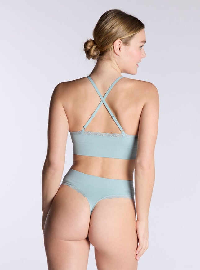 Boux Avenue Ribbed Seamless Lace Bralette - Sea Green