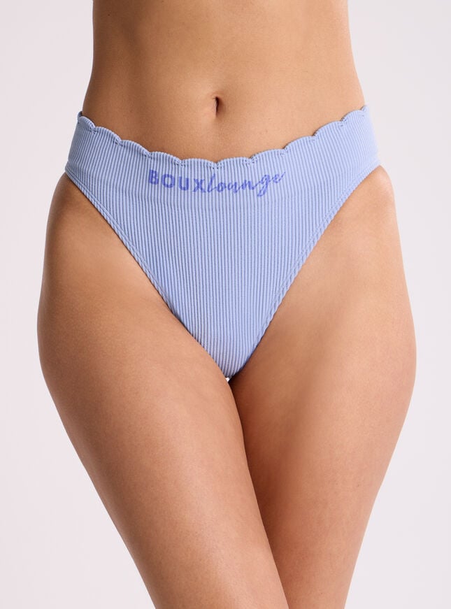 boux avenue Ribbed seamless scallop thong - Cornflower