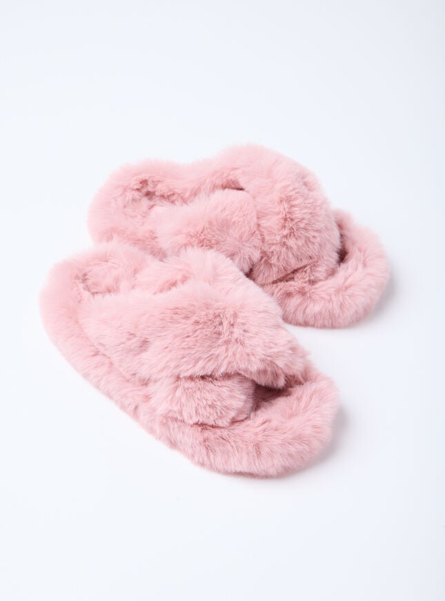 Boux Avenue Ridge Sole Cross Band Slider Slippers - Dusky Pink