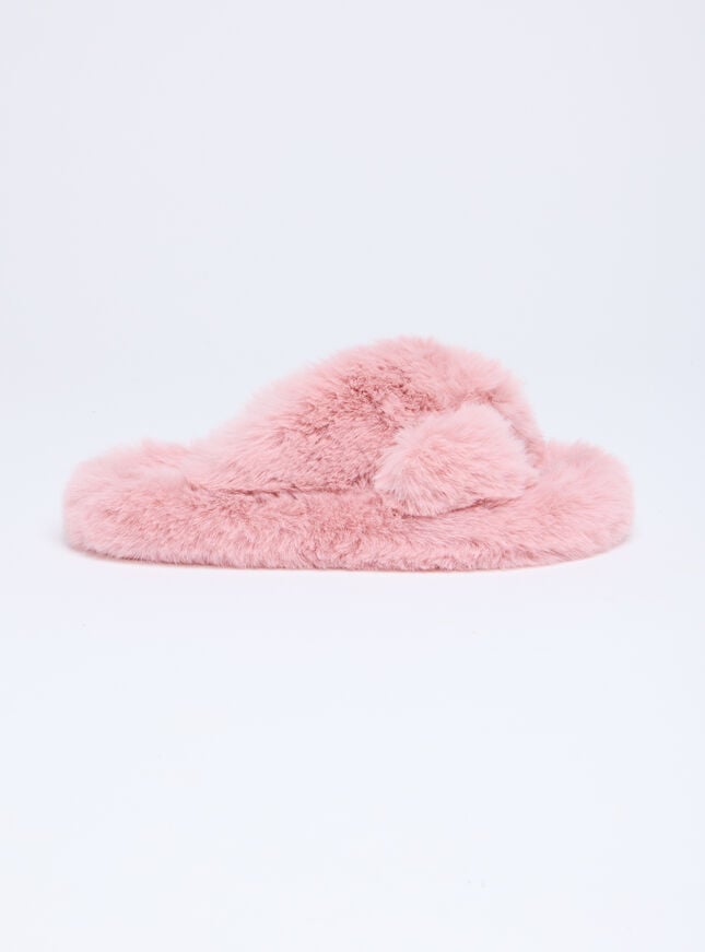 Boux Avenue Ridge Sole Cross Band Slider Slippers - Dusky Pink
