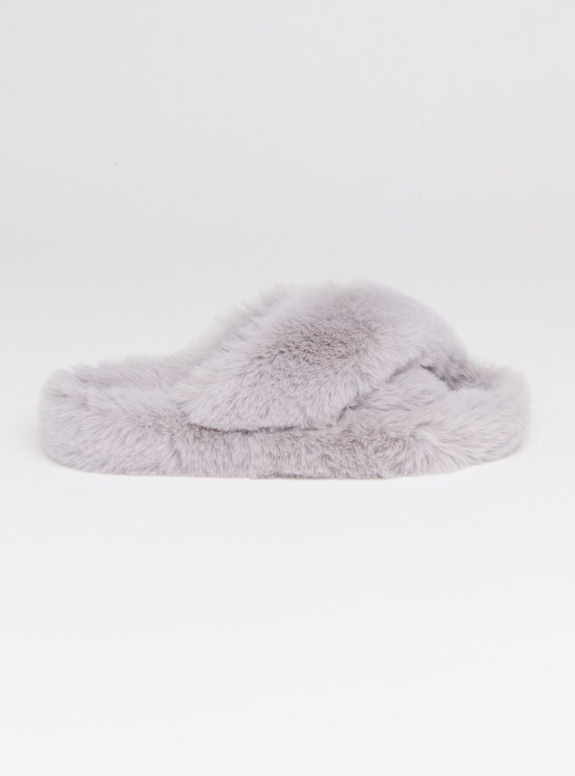 Boux Avenue Ridge Sole Cross Band Slider Slippers - Grey