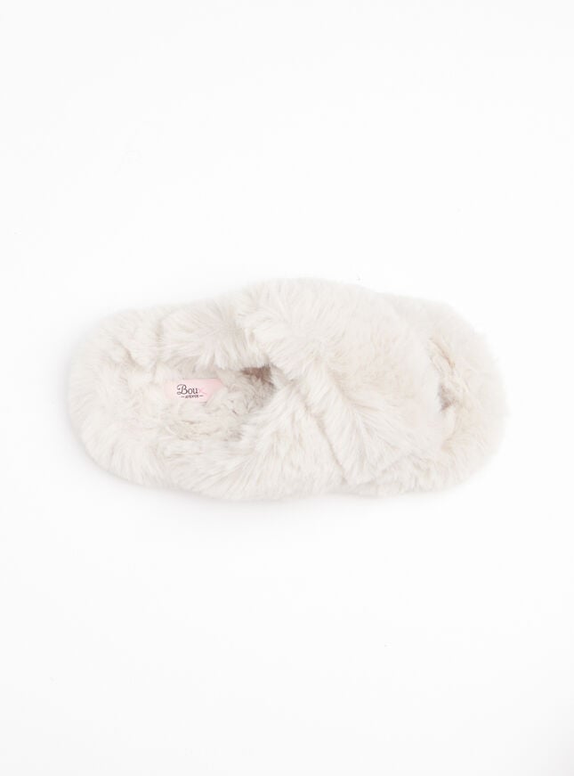 Boux Avenue Ridge Sole Cross Band Slider Slippers - Oatmeal