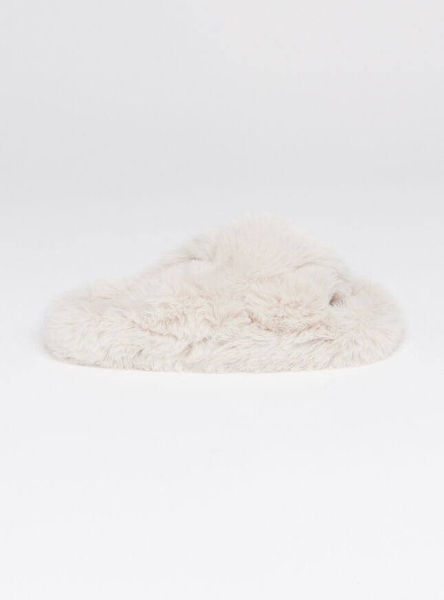 Boux Avenue Ridge Sole Cross Band Slider Slippers - Oatmeal