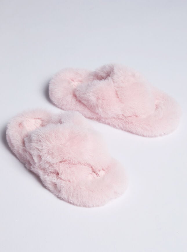 Boux Avenue Ridge Sole Cross Band Slider Slippers - Powder Pink