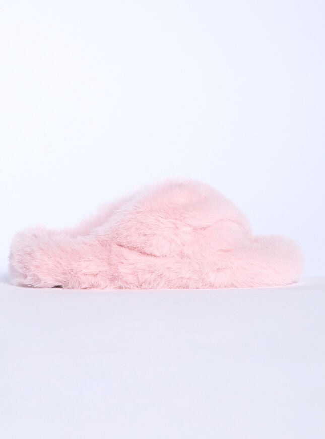 Boux Avenue Ridge Sole Cross Band Slider Slippers - Powder Pink