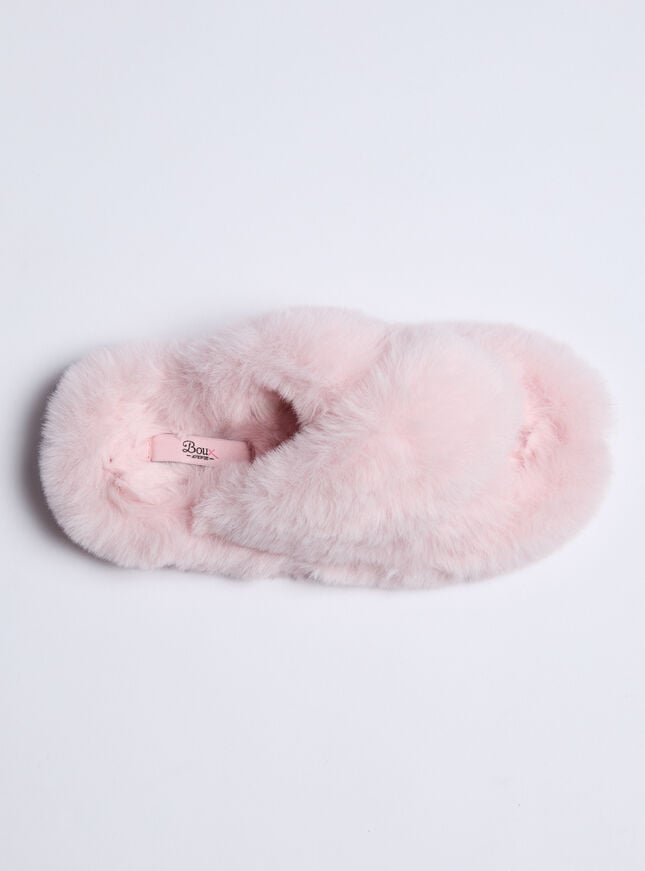 Boux Avenue Ridge Sole Cross Band Slider Slippers - Powder Pink