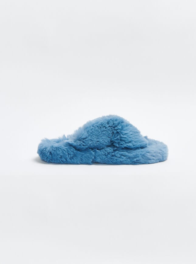 Boux Avenue Ridge Sole Cross Band Slider Slippers - Steel Blue