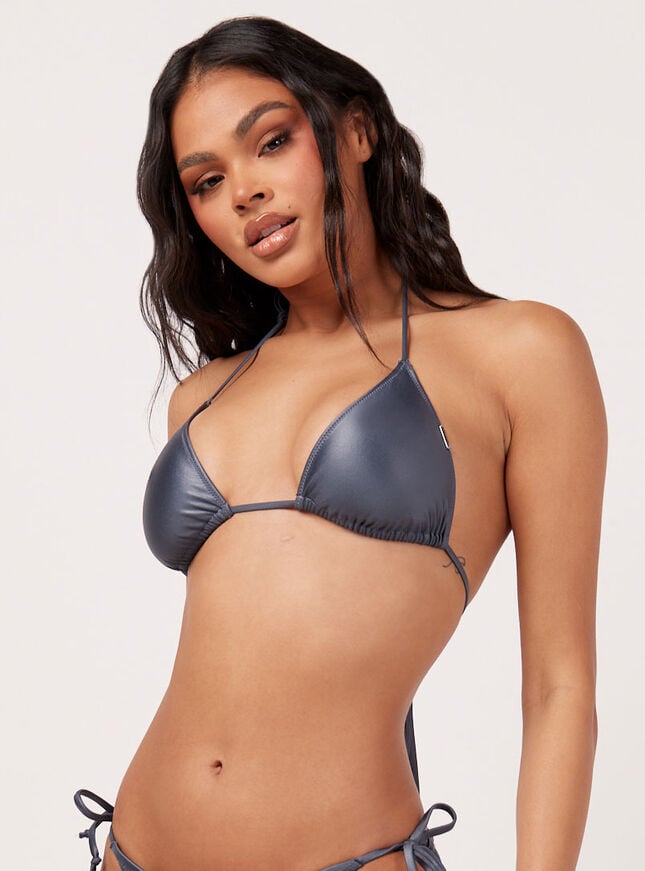 boux avenue Rio ruched multiway triangle bikini top - Pewter
