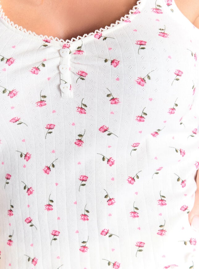 Boux Avenue Rosebud Cotton Pointelle Short Pyjama Set - Ivory Mix