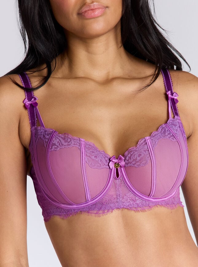 boux avenue Savannah sheer mesh balconette bra - Purple