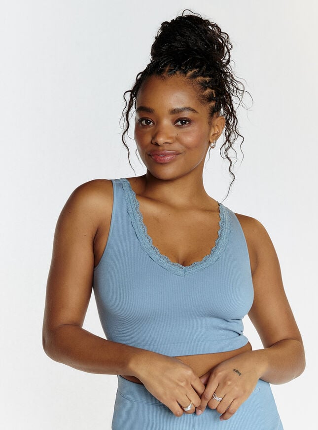 boux avenue Seamless built-in support vest - Steel Blue