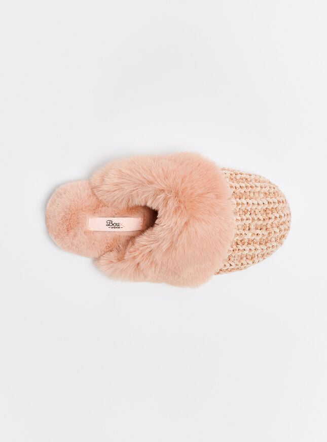 Boux Avenue Sparkle Chenille Knit Mule Slippers - Pink