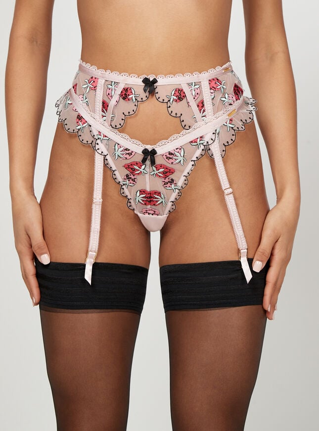 Boux Avenue Strawberry Embroidered Suspender - Pink Mix