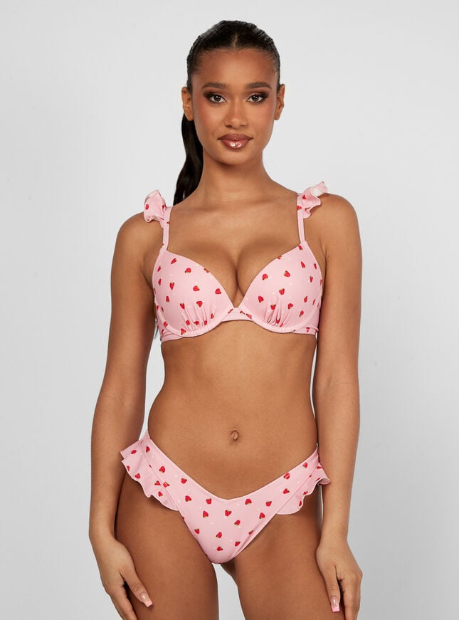 boux avenue Strawberry print frill side bikini briefs - Pink Mix