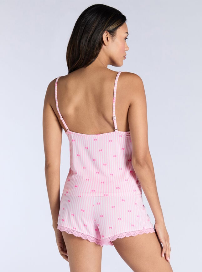 Boux Avenue Stripe & Bow Modal Cami Short Pyjama Set - Pink Mix