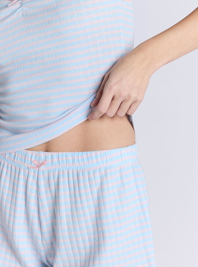 Boux Avenue Stripe Cotton Pointelle Short Pyjama Set - Blue Mix