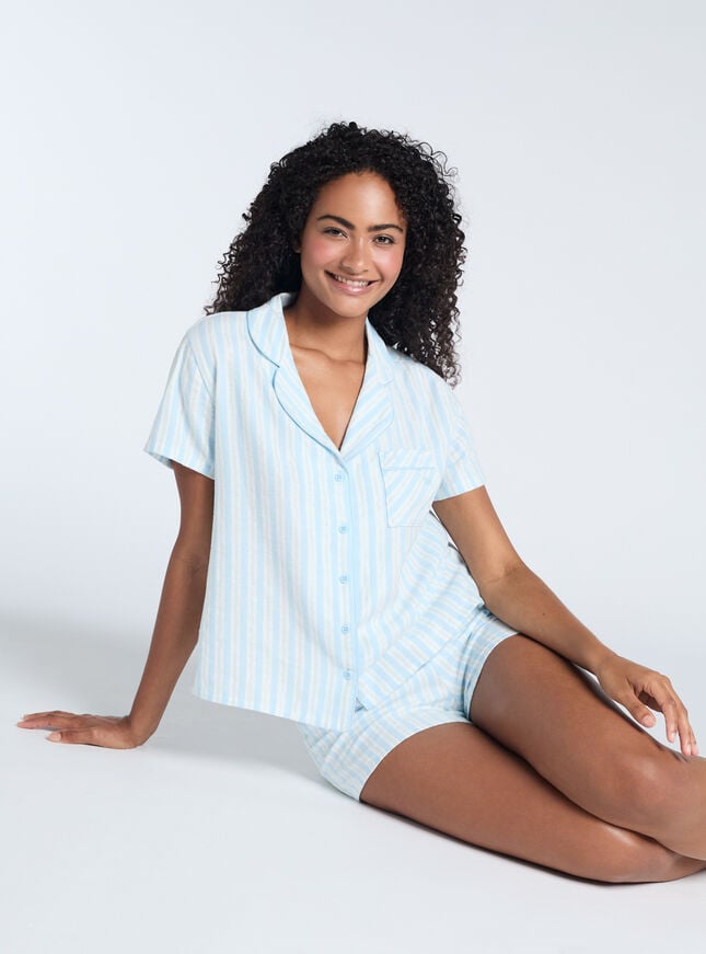 Boux Avenue Stripe Cotton Short Pyjamas In A Bag - Blue Mix
