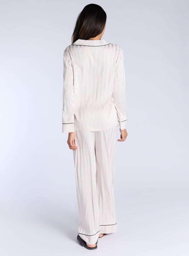 Boux Avenue Stripe Jacquard Satin Pyjama Set - Oyster