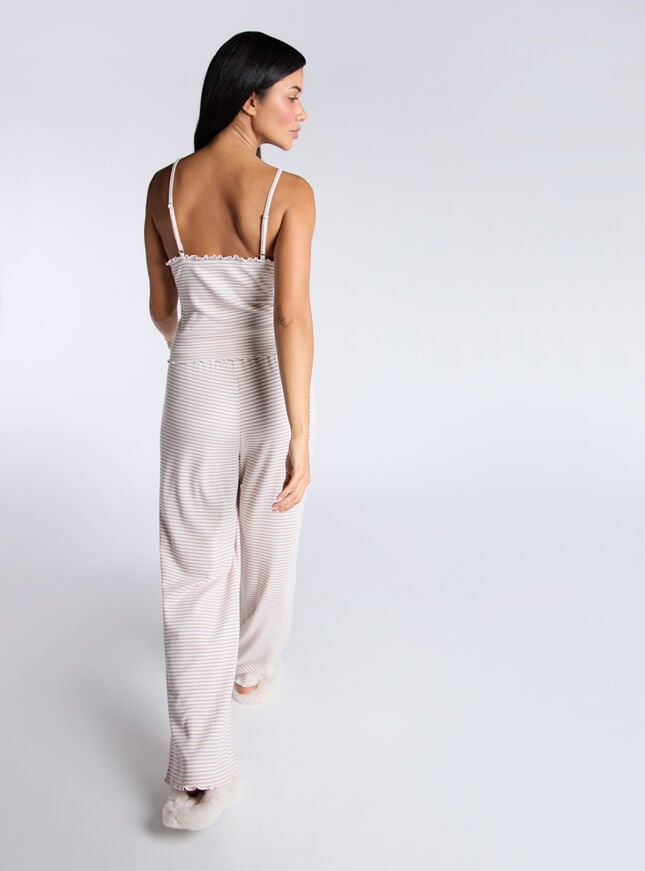 Boux Avenue Stripe Ribbed Cami Pyjama Set - Neutral Mix