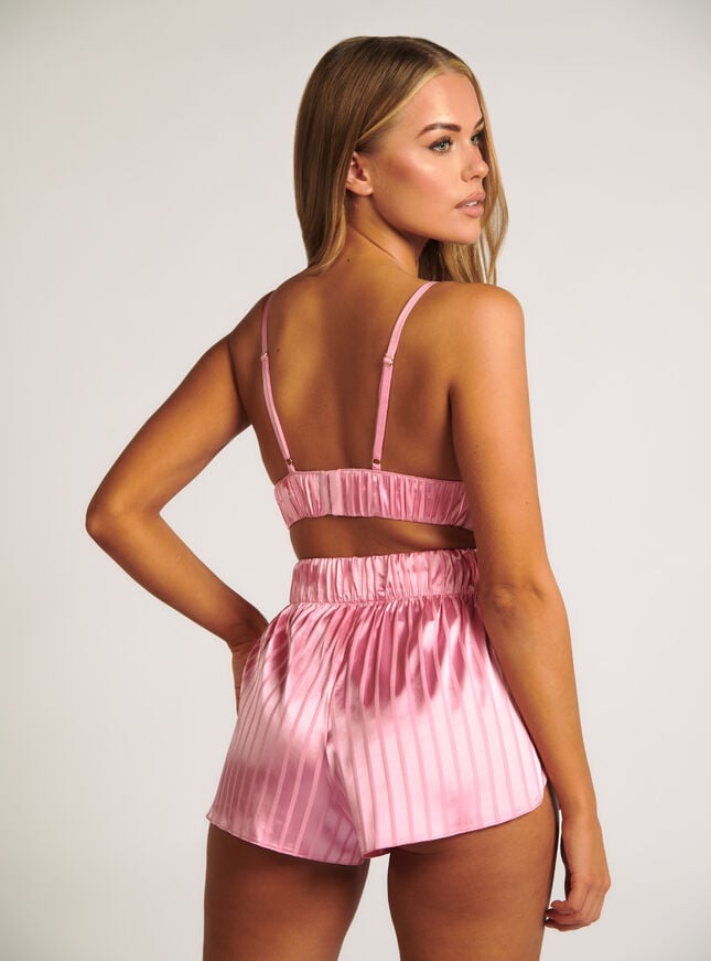 Boux Avenue Stripe Satin Pyjama Bralette - Candy Pink