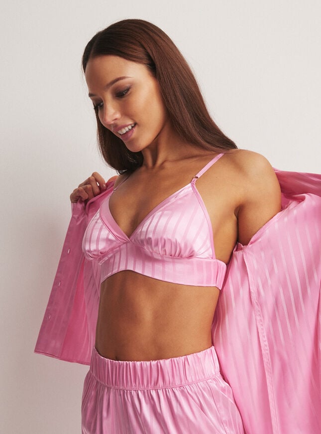 boux avenue Stripe satin pyjama bralette - Candy Pink